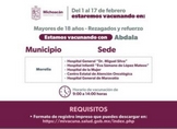 Hospitales de Morelia vacunarán contra el COVID-19 a mayores de 18 años
