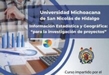 UMSNH y el INEGI invita a participar en el curso Información Estadística y Geográfica: “Para la investigación de proyectos”
