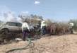 Incendio de pastizal alcanza auto en corralón policial al oriente de Morelia