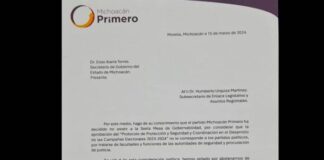 A Mesa de Gobernabilidad no acudirá el partido local Michoacán Primero