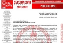 CNTE Poder Base no ha convocado a movilizaciones contra Torres Piña, aclara sindicato