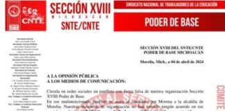 CNTE Poder Base no ha convocado a movilizaciones contra Torres Piña, aclara sindicato