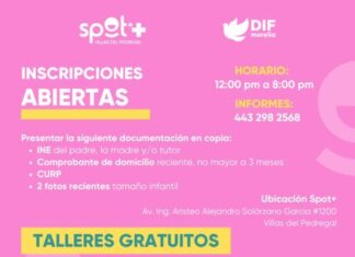 DIF Morelia ofrece nuevos talleres en el centro Spot+ en Villas del Pedregal