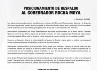 MUESTRAN BEDOLLA Y GOBERNADORES DE LA 4T, RESPALDO A GOBERNADOR DE SINALOA