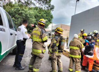 POLICÍA MORELIA, BOMBEROS Y PROTECCIÓN CIVIL MUNICIPAL CONTROLAN FUGA DE ÁCIDO EN EMBOTELLADORA DE CALZADA LA HUERTA