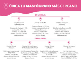 MASTOGRAFÍAS GRATUITAS EN MICHOACÁN; CONOCE DÓNDE REALIZARTE EL ESTUDIO