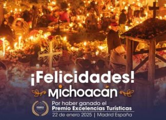 Recibe Noche de Muertos en Michoacán, reconocimiento Excelencias Turísticas, en España