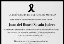 Lamenta SeCultura Morelia fallecimiento del tenor Juan del Bosco
