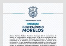 Abierta, la convocatoria del Gobierno de Morelia para la Presea Generalísimo Morelos