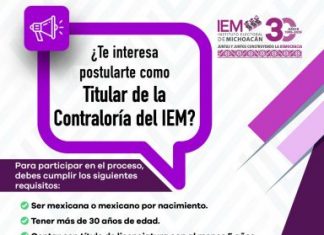 Inicia recepción de documentos para ocupar la titularidad del órgano de control interno del IEM