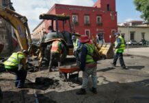 Ayuntamiento de Morelia intensifica trabajos de bacheo en el Centro Histórico
