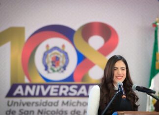 Giulianna Bugarini destaca que la UMSNH llega a sus 108 años con una reforma que le da certeza y futuro