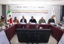 Se reúne Omar García Harfuch, con autoridades y sector empresarial, en Uruapan