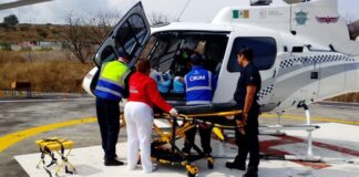 SSM y SSP coordinan traslado aeromédico de joven herido en accidente de moto