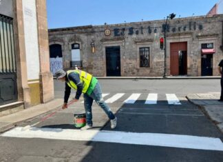 Inicia Sedum balizamiento integral de la Avenida Francisco I. Madero, en el Centro Histórico