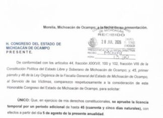 Carlos Torres Piña solicita al Congreso ampliar por 45 días su licencia, continuará recorridos a ras de tierra