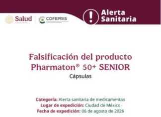 Alerta Cofepris sobre falsificación del producto Pharmaton®️ 50+ SENIOR