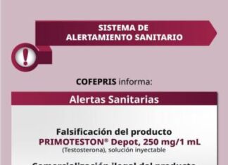 Alerta Cofepris sobre falsificación de Primoteston®️ Depot y comercialización irregular de Cellcept®️