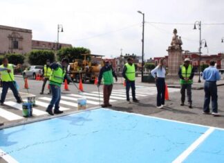 Gobierno de Morelia realiza balizamiento y mantenimiento de señalética para movilidad segura y accesible