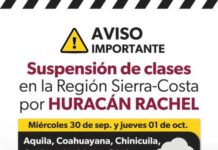 Vuelven a suspender clases en Sierra-Costa por huracán Rachel; serán 30 de septiembre y 1 de octubre